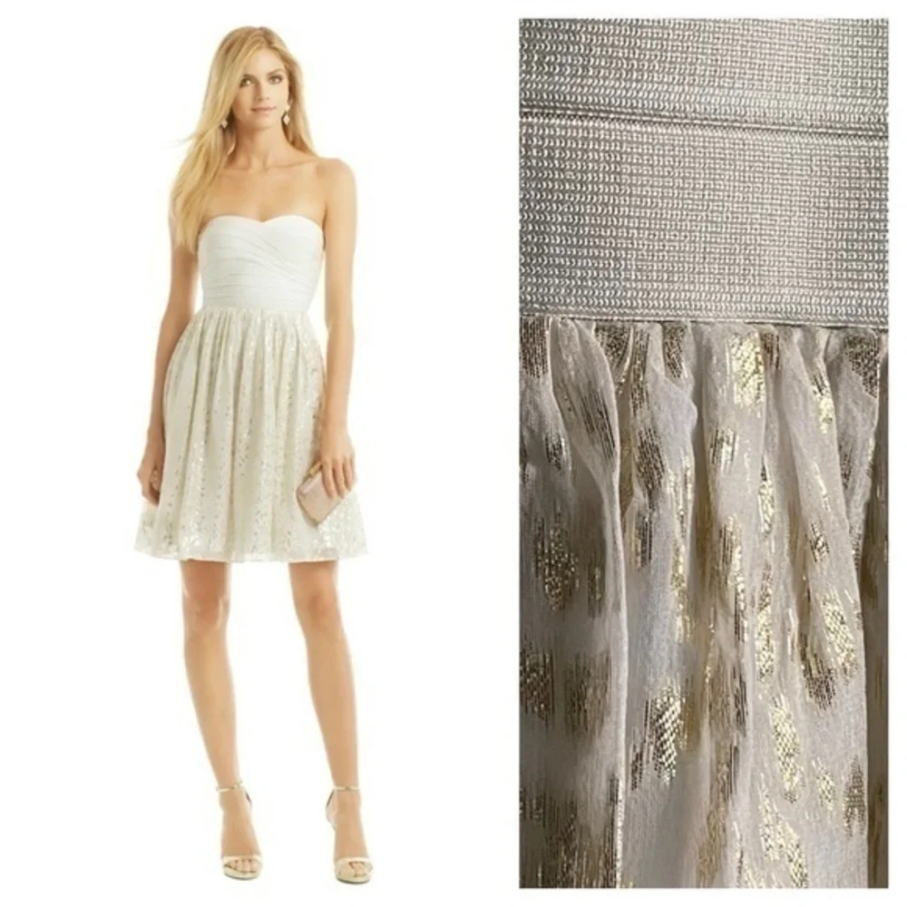 ERIN by Erin Fetherson Cream Gold Strapless Anabel Lurex Dress - Picture 1 of 16